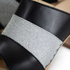 [Schwarz-Silber Glitzer] Ella Damen Clog Pantolette "Glam Line" – elegant, mit biegsamer Sohle – Farbe: Schwarz-Silber Glitzer