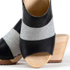 [Schwarz-Silber Glitzer] Ella Damen Clog Pantolette "Glam Line" – elegant, mit biegsamer Sohle – Farbe: Schwarz-Silber Glitzer
