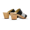 [Schwarz-Silber Glitzer] Ella Damen Clog Pantolette "Glam Line" – elegant, mit biegsamer Sohle – Farbe: Schwarz-Silber Glitzer