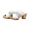 [Weiss-Silber Glitzer] Ella Damen Clog Pantolette "Glam Line" – elegant, mit biegsamer Sohle – Farbe: Weiss-Silber Glitzer