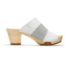 [Weiss-Silber Glitzer] Ella Damen Clog Pantolette "Glam Line" – elegant, mit biegsamer Sohle – Farbe: Weiss-Silber Glitzer
