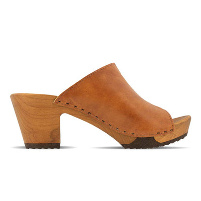 [Safor] elly, farbe: safor (braun), Elly Damen Clog Pantolette mit absatz mit biegsamer nachhaltiger weidenholzsohle, holzclogs woody, woody schuhe, woody shoes, handgemachte holzschuhe aus österreich, kärnten