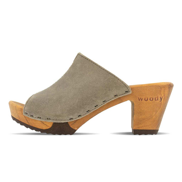 [Sand] elly, farbe: sand, Elly Damen Clog Pantolette mit absatz mit biegsamer nachhaltiger weidenholzsohle, holzclogs woody, woody schuhe, woody shoes, handgemachte holzschuhe aus österreich, kärnten