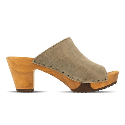 [Sand] elly, farbe: sand, Elly Damen Clog Pantolette mit absatz mit biegsamer nachhaltiger weidenholzsohle, holzclogs woody, woody schuhe, woody shoes, handgemachte holzschuhe aus österreich, kärnten