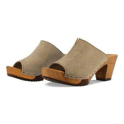[Sand] elly, farbe: sand, Elly Damen Clog Pantolette mit absatz mit biegsamer nachhaltiger weidenholzsohle, holzclogs woody, woody schuhe, woody shoes, handgemachte holzschuhe aus österreich, kärnten