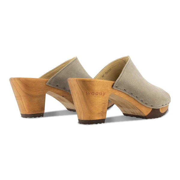 [Sand] elly, farbe: sand, Elly Damen Clog Pantolette mit absatz mit biegsamer nachhaltiger weidenholzsohle, holzclogs woody, woody schuhe, woody shoes, handgemachte holzschuhe aus österreich, kärnten