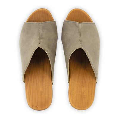 [Sand] elly, farbe: sand, Elly Damen Clog Pantolette mit absatz mit biegsamer nachhaltiger weidenholzsohle, holzclogs woody, woody schuhe, woody shoes, handgemachte holzschuhe aus österreich, kärnten