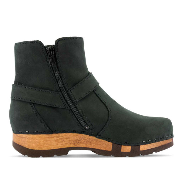 [Nero] elya damen clog stiefelette mit biegsamer nachhaltiger holzsohle, farbe: nero (schwarz), holzclogs woody, woody schuhe, woody shoes, handgemachte holzschuhe aus österreich, kärnten