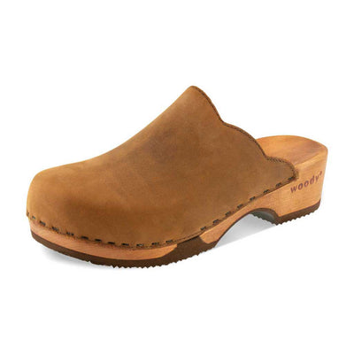 [Tabacco] Emma Damen Clog, farbe: tabacco alias braun_clogs damen mit biegsamer nachhaltiger weidenholzsohle, holzclogs woody, woody schuhe, woody shoes, handgemachte holzschuhe aus österreich, kärnten