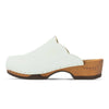 [Weiss] Emma Damen Clog, farbe: weiss_clogs damen mit biegsamer nachhaltiger weidenholzsohle, holzclogs woody, woody schuhe, woody shoes, handgemachte holzschuhe aus österreich, kärnten