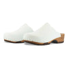 [Weiss] Emma Damen Clog, farbe: weiss_clogs damen mit biegsamer nachhaltiger weidenholzsohle, holzclogs woody, woody schuhe, woody shoes, handgemachte holzschuhe aus österreich, kärnten