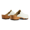 [Weiss] Emma Damen Clog, farbe: weiss_clogs damen mit biegsamer nachhaltiger weidenholzsohle, holzclogs woody, woody schuhe, woody shoes, handgemachte holzschuhe aus österreich, kärnten