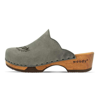 [Bleir] Emma Hoamatgfühl Damen Clog, farbe: jeans (grau)_clogs damen mit biegsamer nachhaltiger weidenholzsohle, holzclogs woody, woody schuhe, woody shoes, handgemachte holzschuhe aus österreich, kärnten