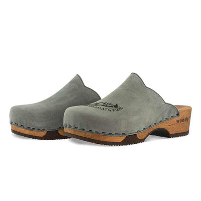 [Bleir] Emma Hoamatgfühl Damen Clog, farbe: jeans (grau)_clogs damen mit biegsamer nachhaltiger weidenholzsohle, holzclogs woody, woody schuhe, woody shoes, handgemachte holzschuhe aus österreich, kärnten