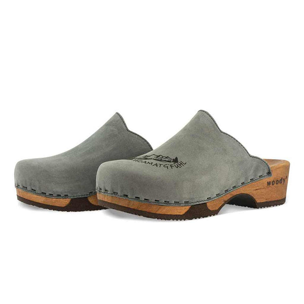 [Bleir] Emma Hoamatgfühl Damen Clog, farbe: jeans (grau)_clogs damen mit biegsamer nachhaltiger weidenholzsohle, holzclogs woody, woody schuhe, woody shoes, handgemachte holzschuhe aus österreich, kärnten