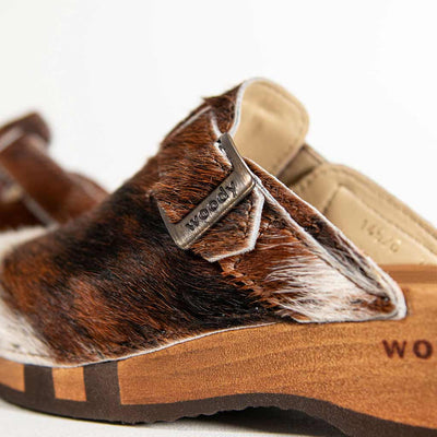 [Natur Fell] erika fell damen clog von woody, farbe: fell natur (tricolore rinderfell)