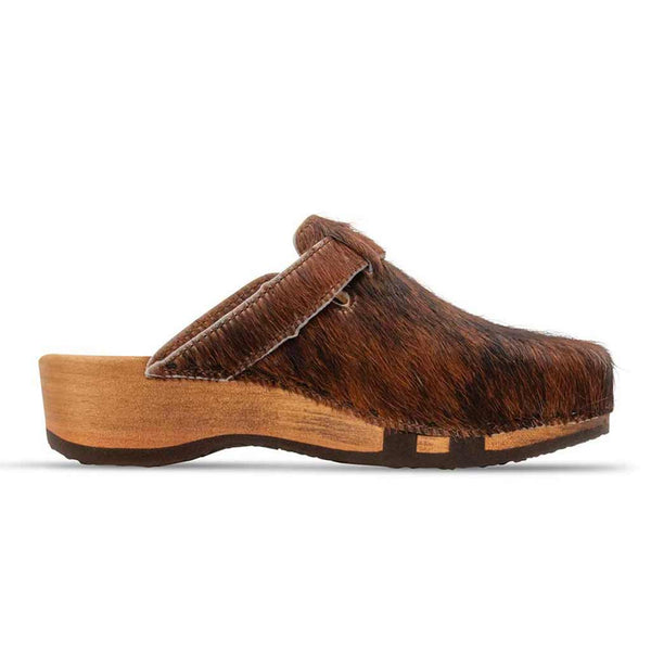 [Natur Fell] Erika Fell Damen Clog von woody, farbe: fell natur (tricolore rinderfell)