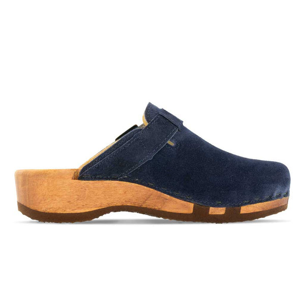 [Navy] Erika Damen Clog, farbe: sand alias warm gray_clogs damen mit biegsamer nachhaltiger weidenholzsohle, holzclogs woody, woody schuhe, woody shoes, handgemachte holzschuhe aus österreich, traktor