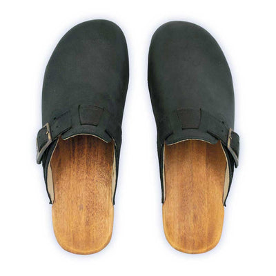 [Nero] Erika Damen Clog, farbe: nero alias schwarz_clogs damen mit biegsamer nachhaltiger weidenholzsohle, holzclogs woody, woody schuhe, woody shoes, handgemachte holzschuhe aus österreich, kärnten