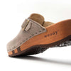[Sand] Erika Damen Clog, farbe: sand alias warm gray_clogs damen mit biegsamer nachhaltiger weidenholzsohle, holzclogs woody, woody schuhe, woody shoes, handgemachte holzschuhe aus österreich, kärnten