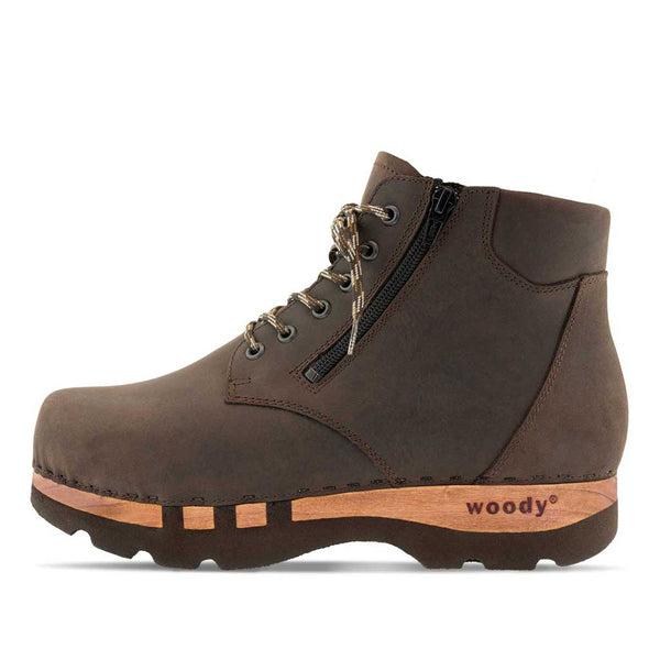 [Caffe] Fabio Herren Clog - Boots / Stiefel mit biegsamer, nachhaltiger Holzsohle. Farbe: caffe (braun), Holzclogs Woody Schuhe, Woody Shoes, handgemachte Holzschuhe aus Österreich, Kärnten