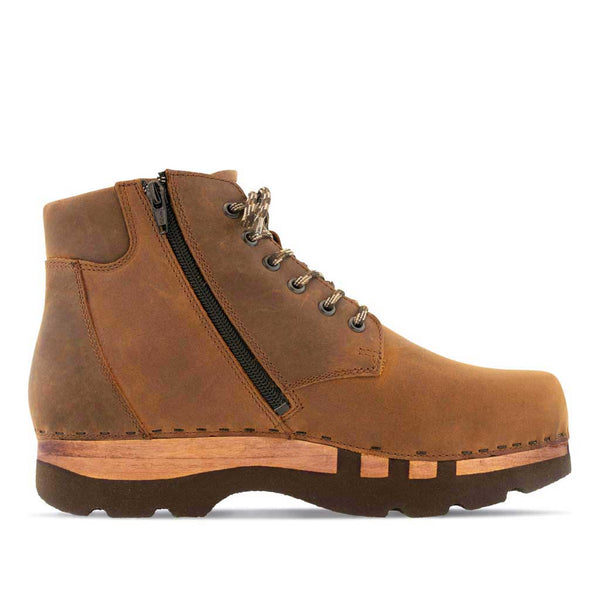 [Tabacco] Fabio Herren Clog - Boots / Stiefel mit biegsamer, nachhaltiger Holzsohle. Farbe: tabacco (braun). Holzclogs Woody Schuhe, Woody Shoes, handgemachte Holzschuhe aus Österreich, Kärnten