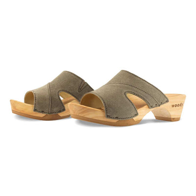 [Sand] Fiona Damen Clog, farbe: sand alias warm grey, pantoletten clogs damen mit biegsamer nachhaltiger Holzsohle,holzclogs woody, woody schuhe, woody shoes, handgemachte holzschuhe aus österreich, kärnten