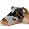 [Schwarz-Silber Glitzer] Fiona Damen Clog Pantolette – elegant, mit biegsamer Sohle – Farbe: Schwarz-Silber Glitzernd