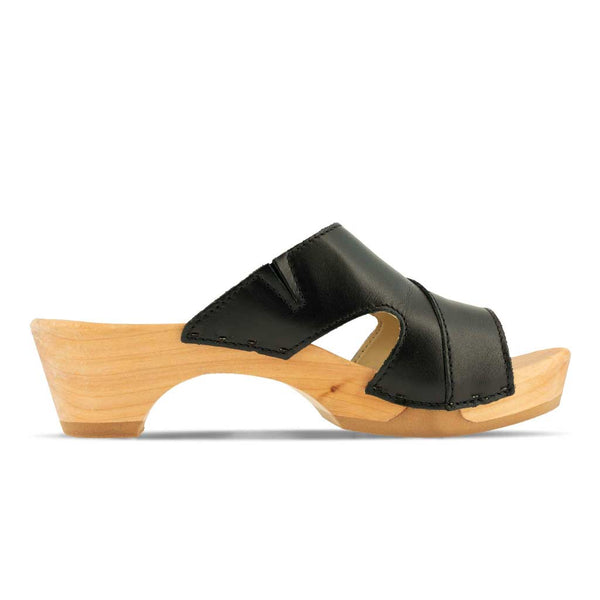 [Schwarz] Fiona Damen Clog, farbe: schwarz, pantoletten clogs damen mit biegsamer nachhaltiger Holzsohle,holzclogs woody, woody schuhe, woody shoes, handgemachte holzschuhe aus österreich, kärnten