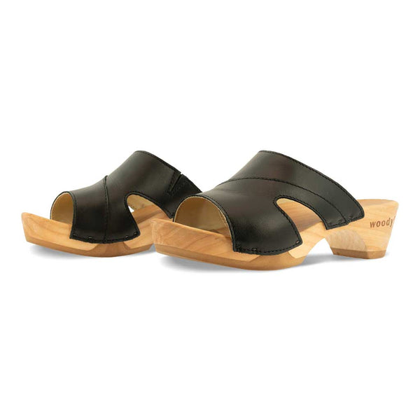 [Schwarz] Fiona Damen Clog, farbe: schwarz, pantoletten clogs damen mit biegsamer nachhaltiger Holzsohle,holzclogs woody, woody schuhe, woody shoes, handgemachte holzschuhe aus österreich, kärnten
