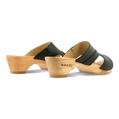 [Schwarz] Fiona Damen Clog, farbe: schwarz, pantoletten clogs damen mit biegsamer nachhaltiger Holzsohle,holzclogs woody, woody schuhe, woody shoes, handgemachte holzschuhe aus österreich, kärnten
