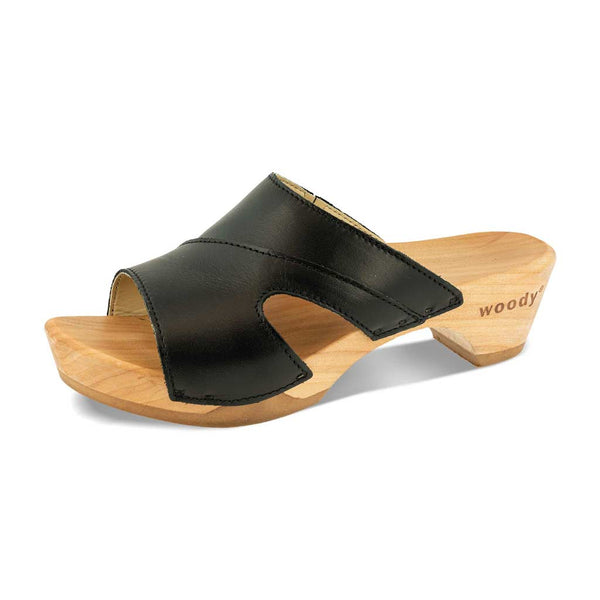 [Schwarz] Fiona Damen Clog, farbe: schwarz, pantoletten clogs damen mit biegsamer nachhaltiger Holzsohle,holzclogs woody, woody schuhe, woody shoes, handgemachte holzschuhe aus österreich, kärnten