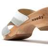 [Weiss-Silber Glitzer] Fiona Damen Clog Pantolette – elegant, mit biegsamer Sohle – Farbe: Weiss-Silber Glitzernd