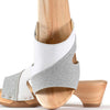 [Weiss-Silber Glitzer] Fiona Damen Clog Pantolette – elegant, mit biegsamer Sohle – Farbe: Weiss-Silber Glitzernd