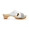 [Weiss-Silber Glitzer] Fiona Damen Clog Pantolette – elegant, mit biegsamer Sohle – Farbe: Weiss-Silber Glitzernd