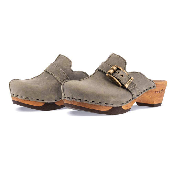 [Jeans] Florentina Damen Clog, farbe: jeans (grau), clogs damen mit biegsamer nachhaltiger Holzsohle,holzclogs woody, woody schuhe, woody shoes, handgemachte holzschuhe aus österreich, kärnten