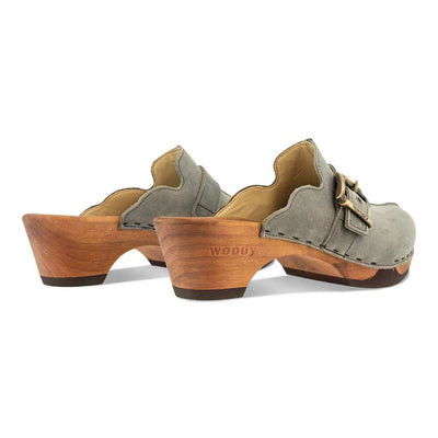 [Jeans] Florentina Damen Clog, farbe: jeans (grau), clogs damen mit biegsamer nachhaltiger Holzsohle,holzclogs woody, woody schuhe, woody shoes, handgemachte holzschuhe aus österreich, kärnten