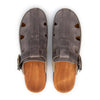 [Bleir] Freddy Herren Clog mit biegsamer nachhaltiger Holzsohle, farbe: bleir (grau), holzclogs woody, woody schuhe, woody shoes, handgemachte holzschuhe aus österreich, kärnten