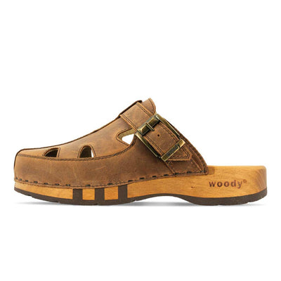 [Tabacco] Freddy Herren Clog mit biegsamer nachhaltiger Holzsohle, farbe: tabacco-braun, holzclogs woody, woody schuhe, woody shoes, handgemachte holzschuhe aus österreich, kärnten