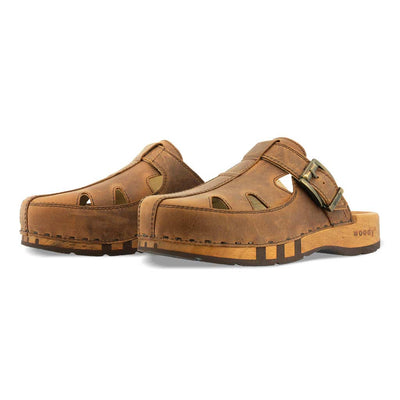 [Tabacco] Freddy Herren Clog mit biegsamer nachhaltiger Holzsohle, farbe: tabacco-braun, holzclogs woody, woody schuhe, woody shoes, handgemachte holzschuhe aus österreich, kärnten