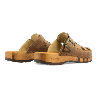 [Tabacco] Freddy Herren Clog mit biegsamer nachhaltiger Holzsohle, farbe: tabacco-braun, holzclogs woody, woody schuhe, woody shoes, handgemachte holzschuhe aus österreich, kärnten