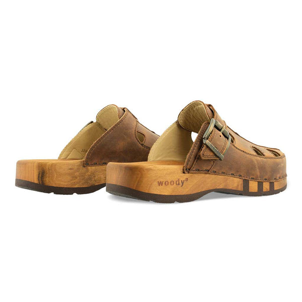 [Tabacco] Freddy Herren Clog mit biegsamer nachhaltiger Holzsohle, farbe: tabacco-braun, holzclogs woody, woody schuhe, woody shoes, handgemachte holzschuhe aus österreich, kärnten
