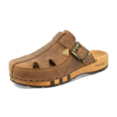 [Tabacco] Freddy Herren Clog mit biegsamer nachhaltiger Holzsohle, farbe: tabacco-braun, holzclogs woody, woody schuhe, woody shoes, handgemachte holzschuhe aus österreich, kärnten