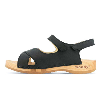 [Nero] Gloria Damen Clog Sandale mit biegsamer nachhaltiger holzsohle, farbe: nero (schwarz), holzclogs woody, woody schuhe, woody shoes, handgemachte holzschuhe aus österreich, kärnten