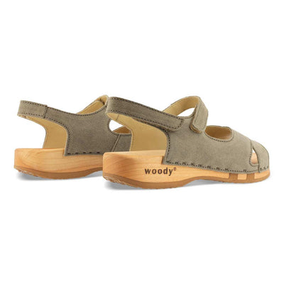[Sand] Gloria Damen Clog Sandale mit biegsamer nachhaltiger holzsohle, farbe: sand (warm_grey), holzclogs woody, woody schuhe, woody shoes, handgemachte holzschuhe aus österreich, kärnten
