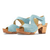 [Baby Blue] Hannah Damen Clog Sandalette mit biegsamer nachhaltiger holzsohle, holzclogs woody, woody schuhe, woody shoes, handgemachte holzschuhe aus österreich, kärnten, farbe: baby blue (hellblau)