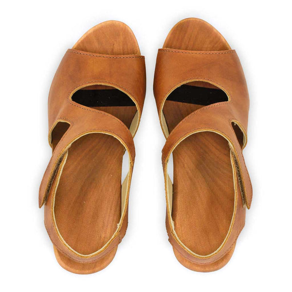 [Safor] Hannah Damen Clog Sandalette mit biegsamer nachhaltiger holzsohle, holzclogs woody, woody schuhe, woody shoes, handgemachte holzschuhe aus österreich, kärnten, farbe: safor (braun)