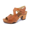 [Safor] Hannah Damen Clog Sandalette mit biegsamer nachhaltiger holzsohle, holzclogs woody, woody schuhe, woody shoes, handgemachte holzschuhe aus österreich, kärnten, farbe: safor (braun)