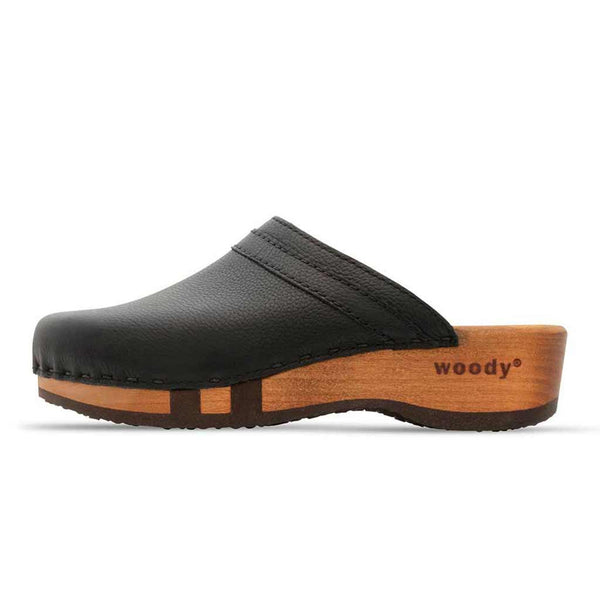 [Cervo Nero] Hanni Damen Clog mit biegsamer nachhaltiger holzsohle, farbe: cervo nero (schwarz), holzclogs woody, woody schuhe, woody shoes, handgemachte holzschuhe aus österreich, kärnten
