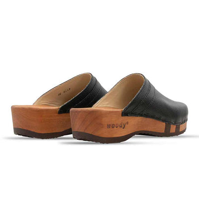 [Cervo Nero] Hanni Damen Clog mit biegsamer nachhaltiger holzsohle, farbe: cervo nero (schwarz), holzclogs woody, woody schuhe, woody shoes, handgemachte holzschuhe aus österreich, kärnten